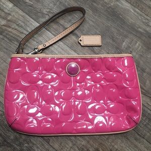 COACH Pink Patent Leather Wristlet